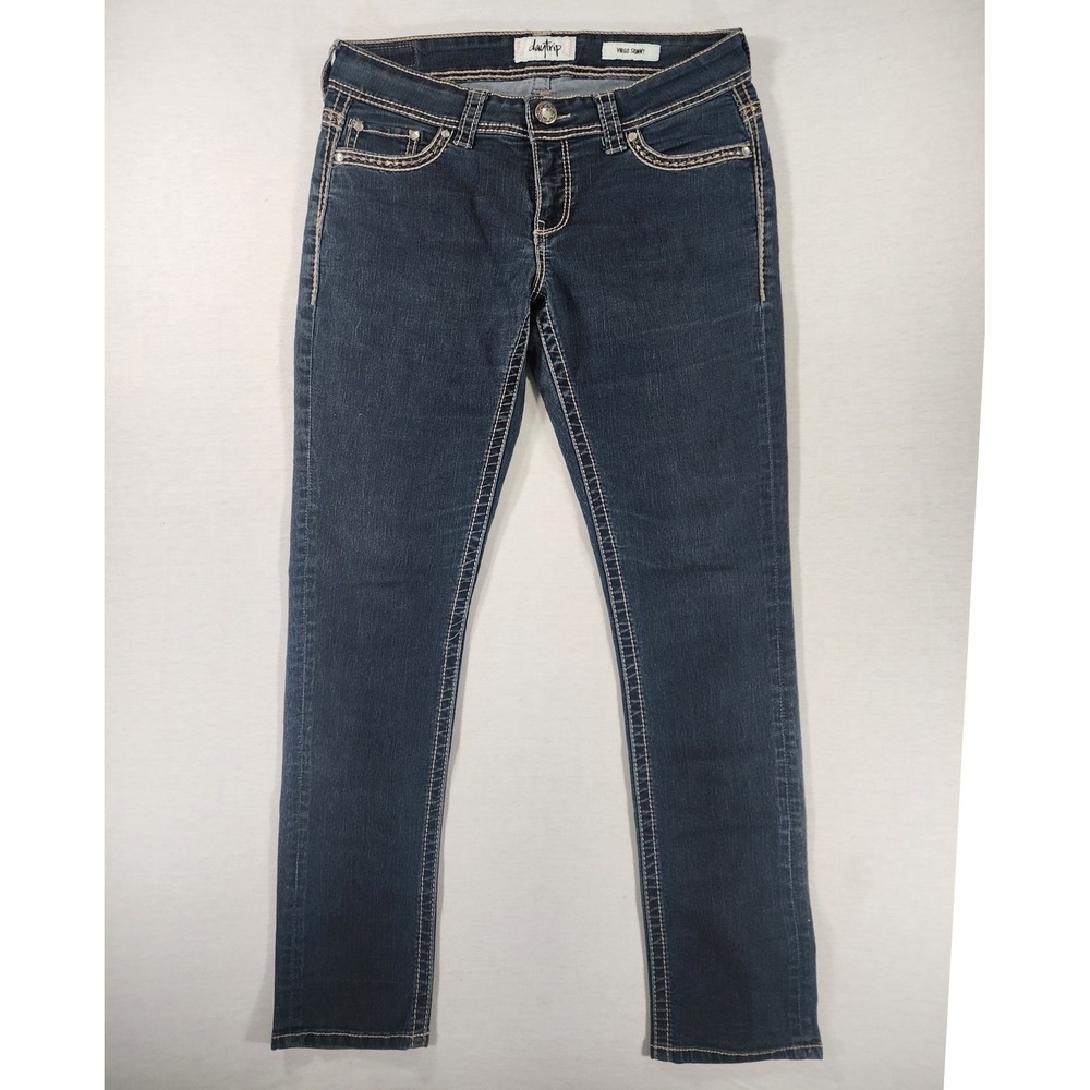 Daytrip Virgo Skinny Jeans Women 30R 30x32 Thick Stitch Dark Wash Flap Pocket